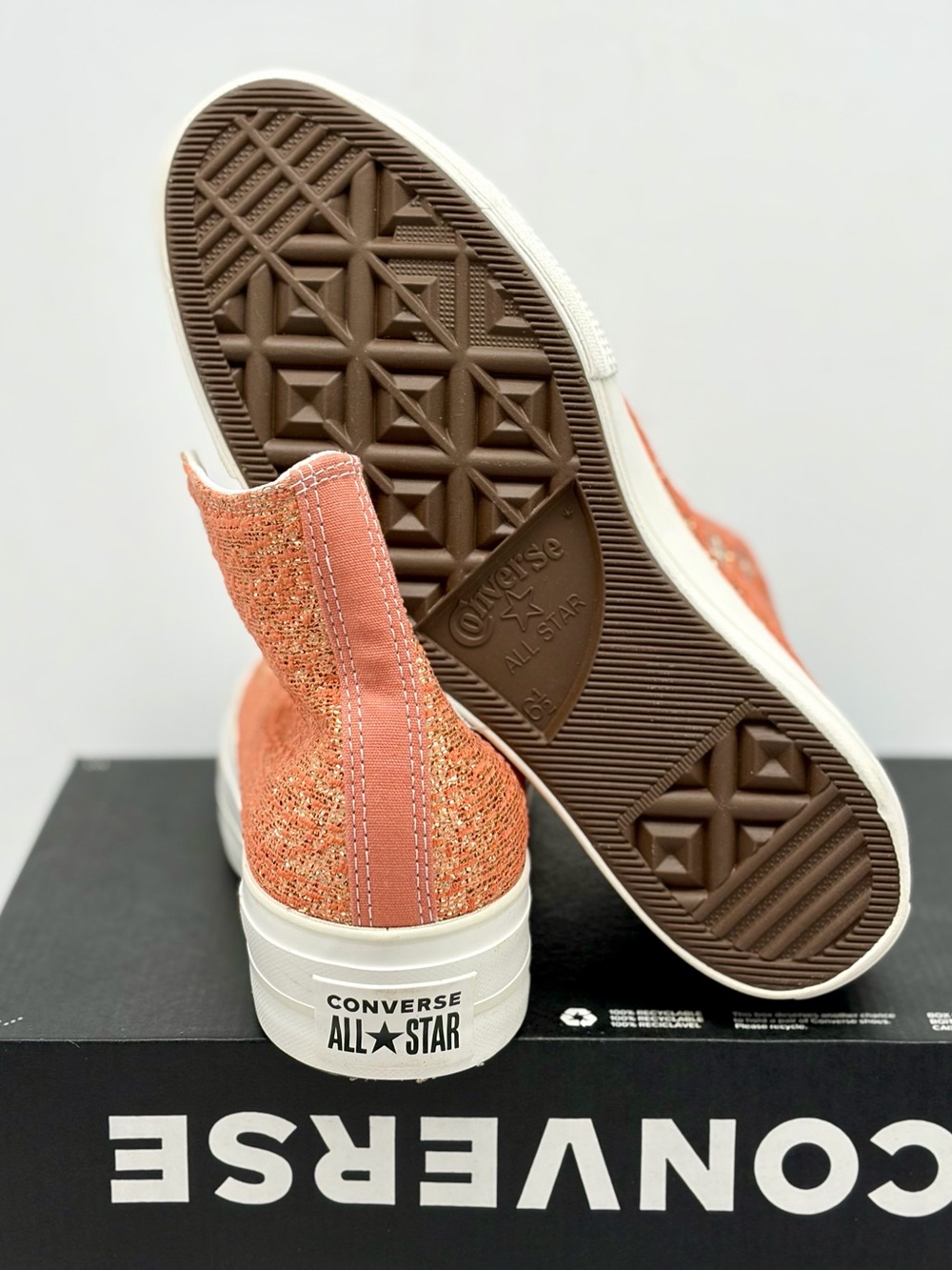 Converse High Top Platform Sneakers in Glitter Copper CTAS LIFT HI - Picture 6 of 10